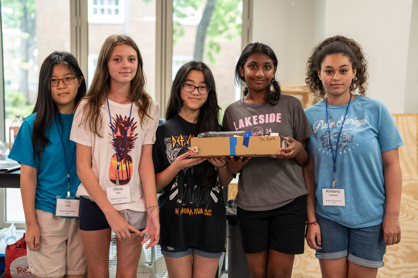 Lily Yang, Olivia Rice, Pranita Rai, Shriya Perumal and Kimberly Anderson — students from Burley and Lakeside middle schools — scored highest in the “Trash Slider” challenge. 