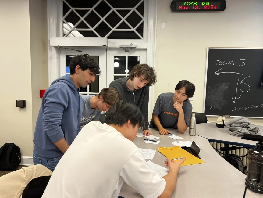 An Estimathon team works on a problem.