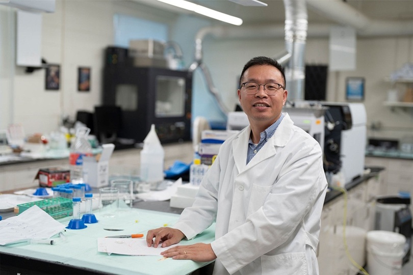 Baoxing Xu is an associate professor in UVA Engineering’s Department of Mechanical and Aerospace Engineering, where he expands the boundaries of what’s possible in soft materials operating under extreme conditions. (Photo by Dan Addison, University Communications)