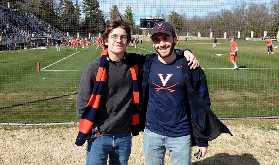 Mark Bannon with a friend at a UVA lacrosse game