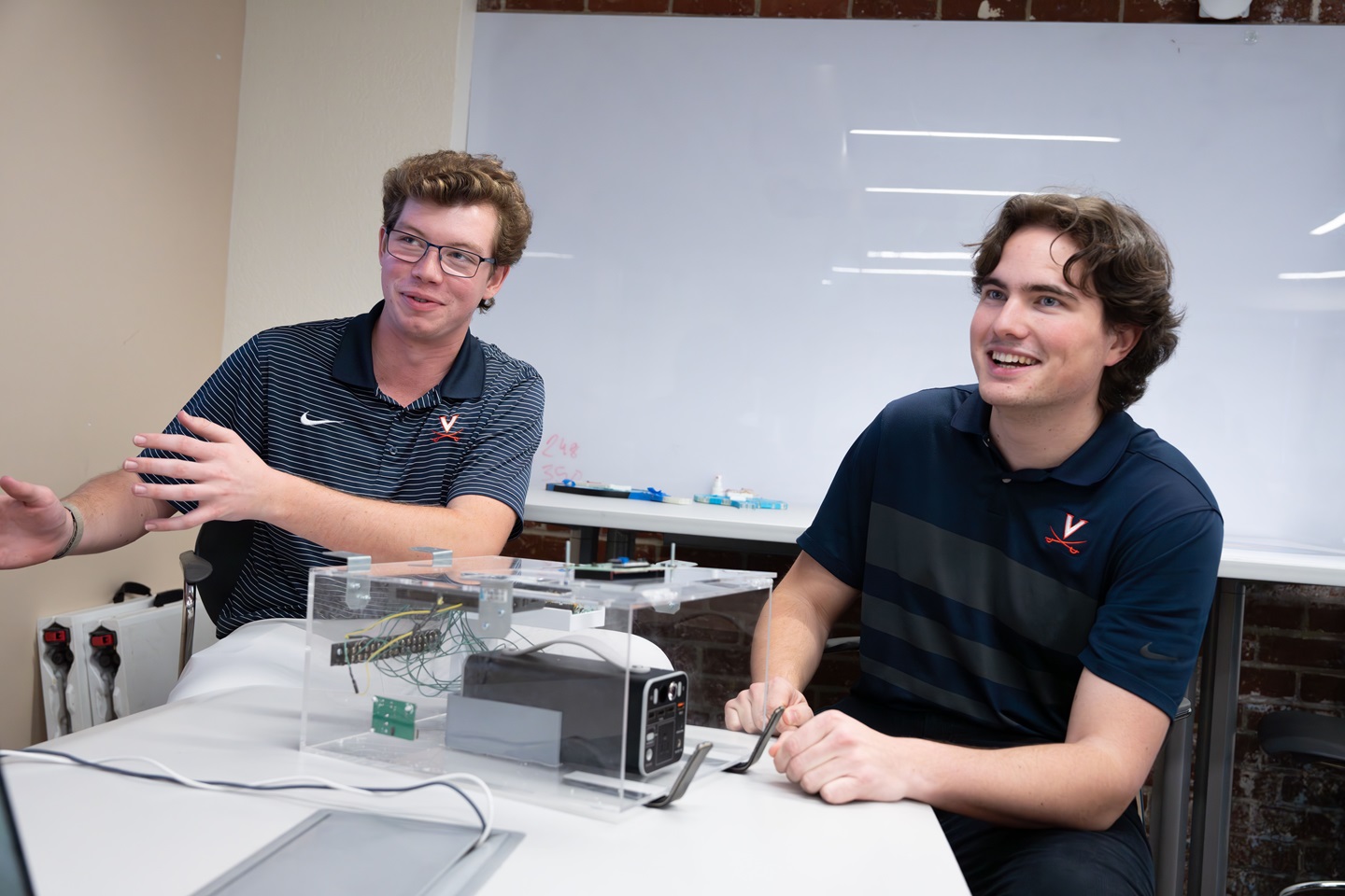 Liam Colbert and Sammy Knorr talk about the electronics they helped develop.