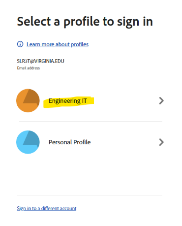 When prompted to select a profile to sign in, choose Engineering IT