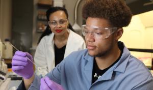 Professor Lakeshia Taite and Hampton University undergraduate Caleb Tyson