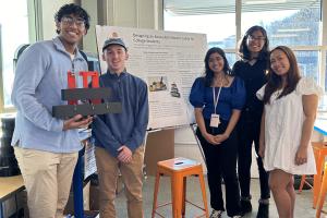 Engineering Foundations student team presents their design during a final exam