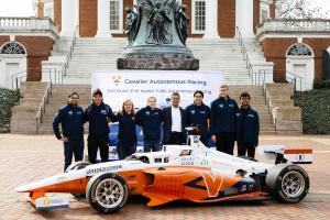 Cavalier Autonomous Racing team with car in front of the Rotunda