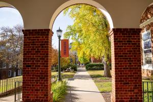 View through archway at UVA Engineering