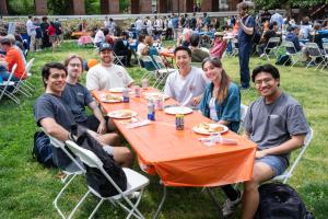 Students at a picnic table