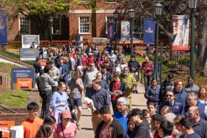 Visitors walk along Engineer's Way during Open House