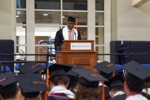 Student speaking at diploma ceremony