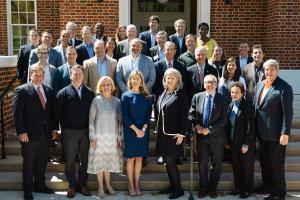 UVEF board of trustees on the steps of the Shannon Library