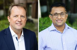 Side-by-side portraits of Scott Acton and Mathews Jacob