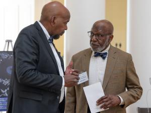 Cato Laurencin and Wesley Harris chat at the Celebrating Black Excellence event