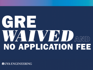 Card announcing fee waiver for graduate admissions in UVA Engineering