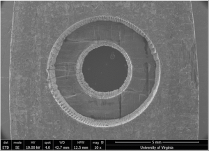 Window hole micromachined using 1064 nm laser