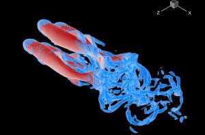 Computer representation of two trout swimming