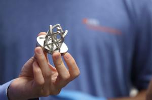 Closeup of a 3D-printed metal alloy object