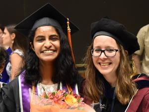 Student and professor at chemical engineering diploma ceremony