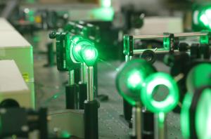 Closeup of lasers in a lab