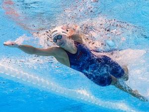Kate Douglass during a race