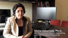 Prof. Mona Zebarjadi seated at her desk