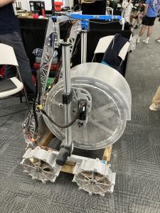 Picture of a robot with a large drum mounted on wheels