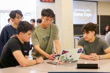 Students test out a video game