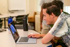 Students play a video game