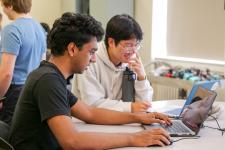 Students test out a game