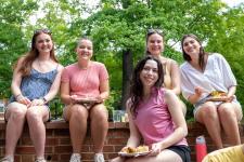Students eating together