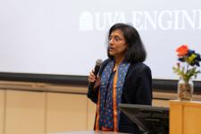 Chair Sandhya Dwarkadas speaks to the department
