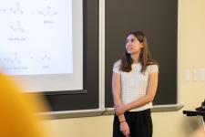 A student speaks during a presentation