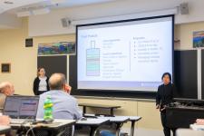A student speaks during a presentation