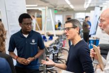 Students discuss their project