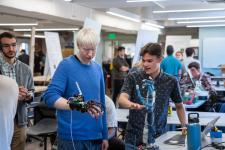 Students discuss their project