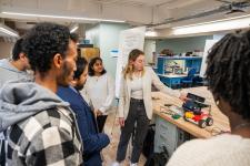 a student explains a capstone project