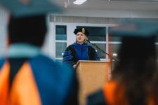 Dean Jennifer West speaks at the ceremony