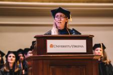 Chair Shayn Peirce-Cottler speaks at the ceremony