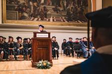 Chair Shayn Peirce-Cottler speaks at the ceremony