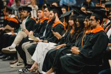 Students seated at the diploma ceremony