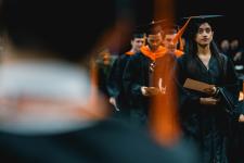 students line up for the ceremony