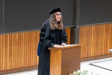 Associate dean Meara Habashi speaks during the ceremony