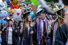 Students walk the Lawn
