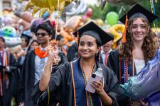 Students walk the Lawn