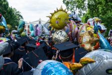 Students walk the Lawn