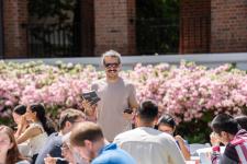 students talk during the picnic