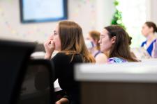 students in the audience during a presentation