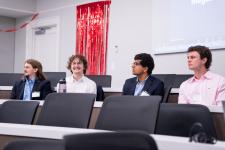 Students in the audience during a presentation