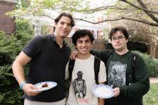 Students pose at the garden party