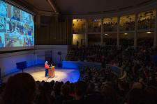 Dean Jennifer West speaks to Open House attendees