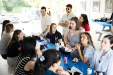 Students at a picnic table